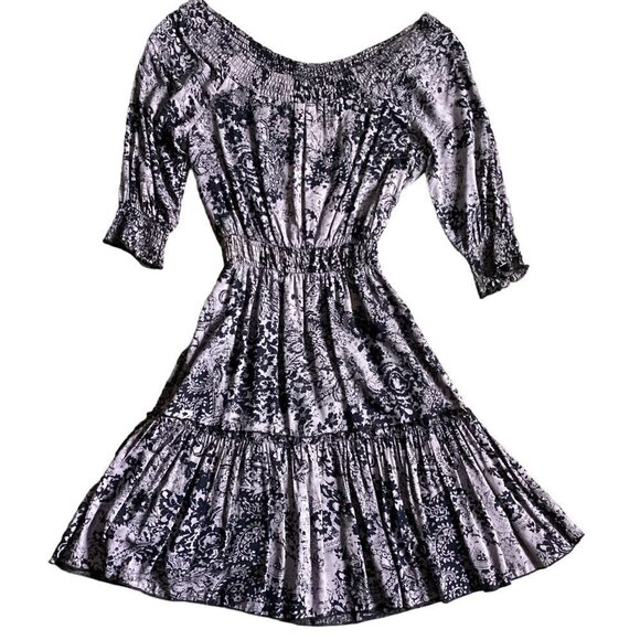 Solitaire M BOHO Peasant Smock Waist Tier Ruffle Dress 81R - Picture 5 of 8